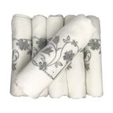 ALFA AKSESUAR 03 Bulteks Simli Nakışlı Kadife Havlu 30X50 Desen 3 - Beyaz - Standart