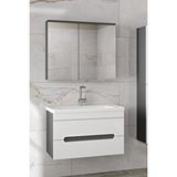 Alfa Banyo Alpi 80 Cm Seramik Lavabolu Banyo Dolabı Seti-mdf Antrasit