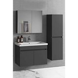 Alfa Banyo Antrasit 80 cm + 35 Cm Mdf Boy Dolaplı Seramik Lavabolu Banyo Dolabı Takımı