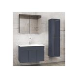 Alfa Banyo Antrasit 80+35 Cm Mdf-aynalı Seramik Lavabolu Banyo Dolabı Takımı