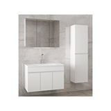 Alfa Banyo Beyaz 100 Cm + 35 Cm Mdf-ayna Dolaplı-seramik Lavabolu Banyo Dolabı Takımı