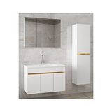 Alfa Banyo Beyaz 100 Cm + 35 Cm Mdf-aynalı Seramik Lavabolu Banyo Dolabı Takımı-mdf