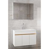 Alfa Banyo Beyaz 100 Cm Mdf-aynalı Seramik Lavabolu Banyo Dolabı Takımı