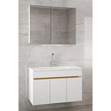Alfa Banyo Beyaz 80 Cm Mdf Ayna Dolaplı-seramik Lavabolu Banyo Dolabı