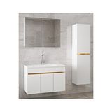 Alfa Banyo Beyaz 80+35 Cm Mdf-aynalı Seramik Lavabolu Banyo Dolabı Takımı