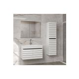 Alfa Banyo Dark Line (80 35) 115 cm Ayna Dolaplı Boy Dolaplı Lavabolu Mdf Banyo Dolabı Seti-Hazır Kurulu-