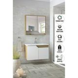 Alfa Banyo Delta Safir 80 cm Komple Mdf, Lavabolu Banyo Dolabı Seti-Hazır Kurulu