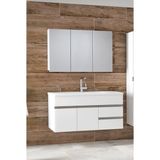 Alfa Banyo Esen Beyaz 100 cm MDF Lavabolu Banyo Dolabı Takımı Montajlı Gömme Lavabo