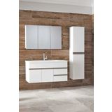 Alfa Banyo Esen Beyaz (100+35) 135 Cm Boy Dolaplı Lüx Banyo Takımı- Hazır Kurulu