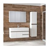 Alfa Banyo Esen Beyaz 100+35 cm Boy Dolaplı Lüx Banyo Dolabı Takımı