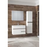 Alfa Banyo Esen Beyaz (80+35) 115 Cm Ayna Ve Boy Dolaplı Lüx Banyo Takımı-Hazır Kurulu