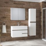 Alfa Banyo Esen Beyaz (80+35) 115 cm Boy Dolaplı Lüx Banyo Takımı