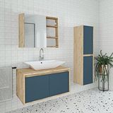 Alfa Banyo Esila 80 Cm + 35 Cm Boy Dolaplı -mdf-seramik Lavabolu Banyo Dolabı Takımı Meşe