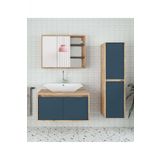 Alfa Banyo Esla 80+35 Cm Boy Dolaplı -Mdf-Lavabolu Banyo Dolabı Takımı- Hazır Kurulu