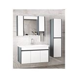 Alfa Banyo Estella 100+35 (135 ) Cm Mdf-Boy Dolaplı Aynalı Seramik Lavabolu Banyo Dolabı Takımı Antrasit