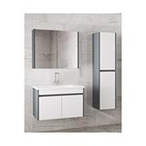 Alfa Banyo Estella-ea 65 Cm + 35 Cm Mdf-ayna Dolaplı, Seramik Lavabolu Banyo Dolabı Takımı Antrasit