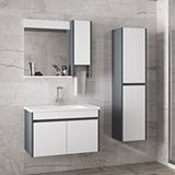 Alfa Banyo Estella-oa 65 Cm + 35 Cm Mdf-boy Dolaplı-seramik Lavabolu Banyo Dolabı Takımı Antrasit