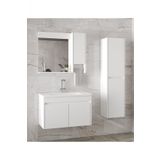 Alfa Banyo Estella-Oa Beyaz 80+35 cm Mdf-Aynalı Boy Dolaplı-Lavabolu Banyo Dolabı -(Demonte Değil)