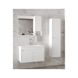 Alfa Banyo Estella-Oa Beyaz 80+35 Cm Mdf-Aynalı Boy Dolaplı-Lavabolu Banyo Dolabı