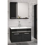 Alfa Banyo Gold Siyah Gri 65 cm Mdf-Lavabolu Banyo Dolabı Seti-Hazır Kurulu-