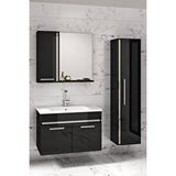 Alfa Banyo Gold Siyah Gri (65+35) 100 Cm Mdf-boy Dolaplı Lavabolu Banyo Dolabı Seti
