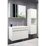 Alfa Banyo Luiza 80 Cm + 35 Cm Mdf Aynalı, Boy Dolaplı Seramik Lavabolu Banyo Dolabı Takımı Beyaz