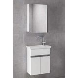 Alfa Banyo Miniço Ebeveyn 45 Cm X 28 Cm Ayna Dolaplı Lüx Banyo Dolabı- 1. Sınıf Mdf-Beyaz- Hazır Kurulu