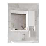 Alfa Banyo Okyanus 80 Cm-Mdf Banyo Aynası, Havluluklu Ayna, Çok Amaçlı Aynalı Banyo Dolabı, Raflı Ayna - Beyaz