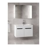 Alfa Banyo Piramit 65 cm Seramik Lavabolu MDF Banyo Dolabı Seti Beyaz Gri Hazır Kurulu