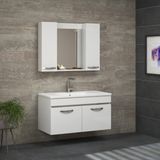 Alfa Banyo Safir Beyaz 100 cm Komple Mdf Banyo Takımı-lavabolu banyo dolabı