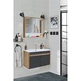 Alfa Banyo Seren-a-ea 80 Cm Seramik Lavabolu Banyo Dolabı Takımı Antrasit