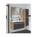 Alfa Banyo Serena Ea 100 Cm Seramik Lavabolu Banyo Dolabı Seti, Boy Dolaplı, Mdf, 100+35 Cm Antrasit