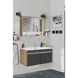 Alfa Banyo Serena Ea 100 Cm, Seramik Lavabolu Banyo Dolabı Seti, Mdf, Antrasit