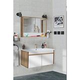 Alfa Banyo Serena Ea 100 Cm, Seramik Lavabolu Banyo Dolabı Seti, Mdf Beyaz