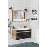 Alfa Banyo Serena Ea 100 Cm, Seramik Lavabolu Banyo Dolabı Seti, Mdf Siyah