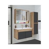 Alfa Banyo Serena Ea 80 Cm Seramik Lavabolu Banyo Dolabı Seti, Boy Dolaplı, Mdf, 80+35 Cm-saf-ant Meşe