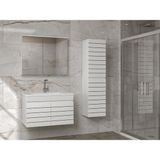 Alfa Banyo Trend Line (80 35) 115 cm Ayna Dolaplı Boy Dolaplı Lavabolu Mdf Banyo Dolabı Seti-Hazır Kurulu-