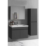 Alfa Banyo Viola-ANTRASİT (80 35) 115 Cm Boy Dolaplı Ayna Dolaplı Lavabolu Mdf Banyo Dolabı Seti