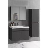 Alfa Banyo Viola-Antrasit (80+35) 115 Cm Mdf Boy Dolaplı Lavabolu Banyo Dolabı Takımı-Hazır Kurulu