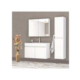 Alfa Banyo Viola Beyaz (80+35) 115 cm MDF Boy Dolaplı Lavabolu Banyo dolabı takımı**Demonte Değil**