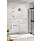 Alfa Banyo Viola-m 80 Cm Komple Mdf Banyo Dolabı, Seramik Lavabolu Banyo Dolabı Seti -b-sa Beyaz