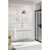 Alfa Banyo Viola-M 80 Cm Komple Mdf Banyo Dolabı, Seramik Lavabolu Banyo Dolabı Seti-B-Sa