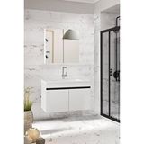 Alfa Banyo Viola-m 80 Cm Komple Mdf Banyo Dolabı, Seramik Lavabolu Banyo Dolabı Seti -b-sı Beyaz