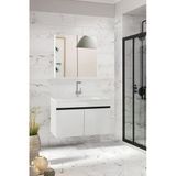 Alfa Banyo Viola-M 80 Cm Komple Mdf Banyo Dolabı, Seramik Lavabolu Banyo Dolabı Seti-B-Si