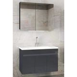 Alfa Banyo Viola3 Antrasit 80 Cm Mdf-Hazır Kurulu-Aynalı Banyo Dolabı-Hazır Kurulu