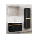 Alfa Banyo Viola3-ASGOLD 100 +35 cm Seramik Lavabolu Banyo Dolabı Seti, Boy dolaplı banyo dolabı