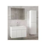 Alfa Banyo Viola3-Beyaz 100+35 Cm Mdf-Aynalı Seramik Lavabolu Banyo Dolabı Takımı--Hazır Kurulu