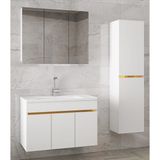 Alfa Banyo Viola3 S- 135 CM MDF Ayna Dolaplı Seramik Lavavolu Beyaz Banyo Dolabı