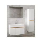 Alfa Banyo Viola3-S Beyaz 100+35 Cm Mdf-Aynalı Seramik Lavabolu Banyo Dolabı Takımı-Hazır Kurulu