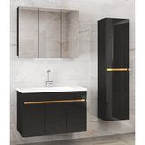 Alfa Banyo Viola3-S Siyah 100+35 cm Mdf-Aynalı Seramik Lavabolu Banyo Dolabı Takımı**demonte Değil**